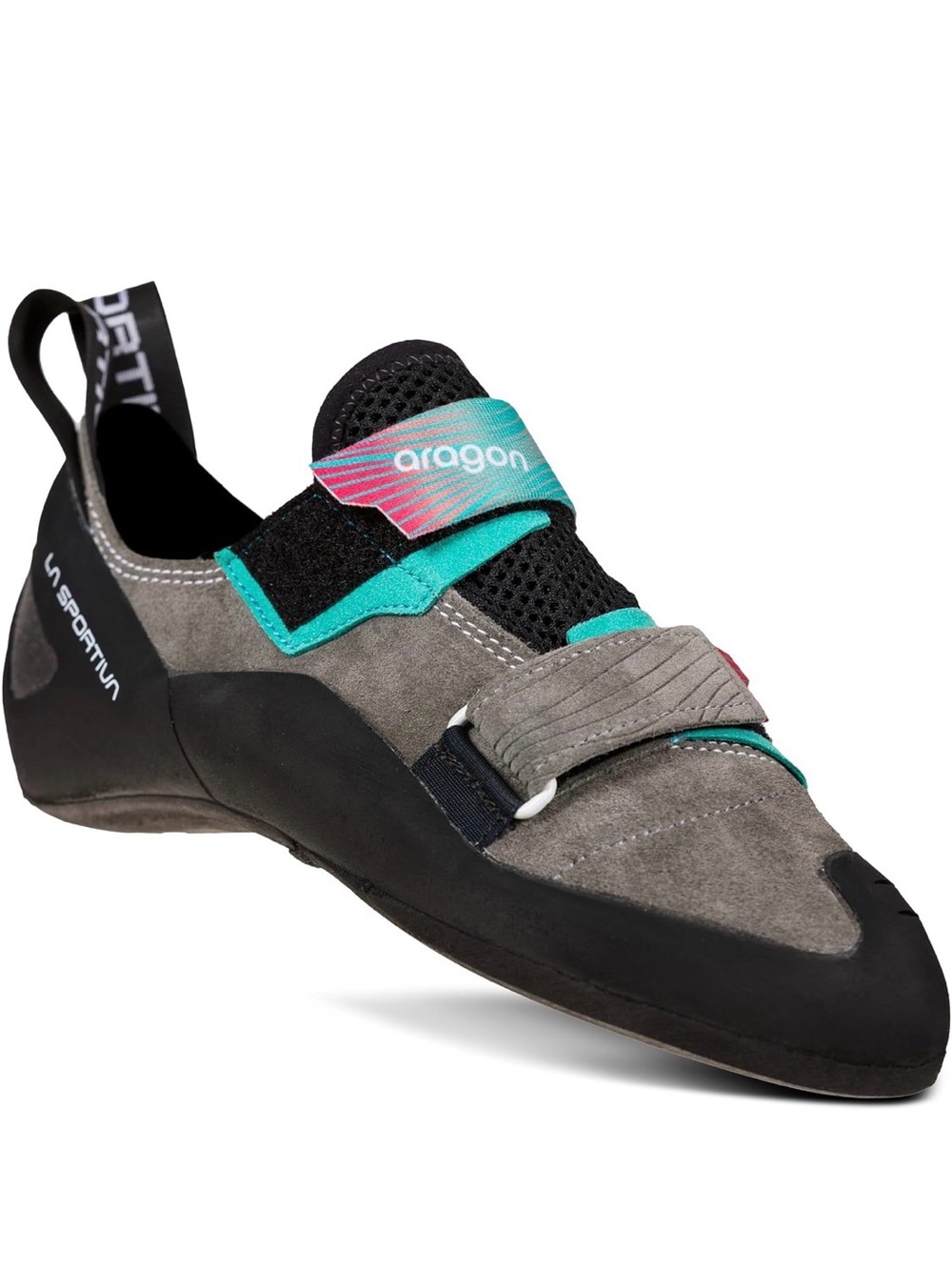 Amazon Women's Gray Climbing Shoe with Teal and Pink Accents